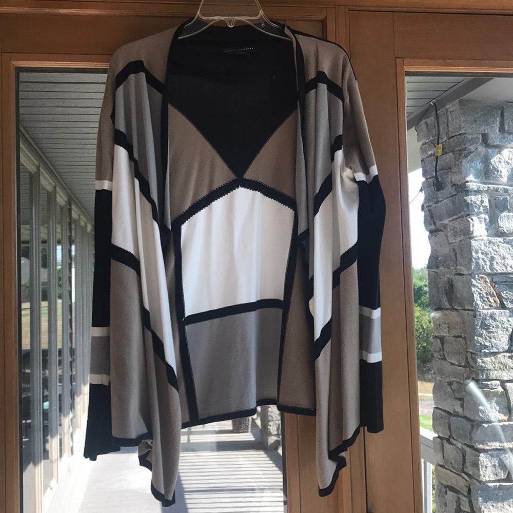 Geometric Print Open Cardigan